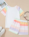 Paislee Rainbow Striped T Shirt and Shorts Set