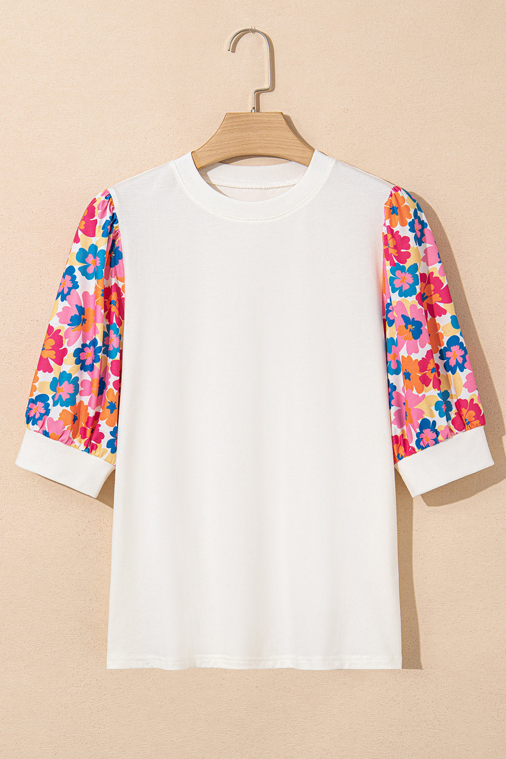 Floral Patchwork Puff Sleeve Blouse