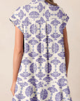 Boho Half Button Collared Mini Dress