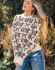 Sofia Western Fashion Print Sweater