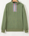 Stripe Contrast Collared Patchwork Sweatshirt