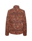 Tooled Leather Print Puffy Bomber Jacket