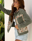 Floral Patchwork Ribbed Corduroy Shirt Jacket