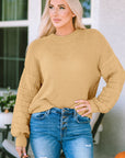 Jayla Hollowed Bubble Sleeve Knit Sweater