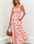 Clare Floral High Waist Ruffle Hem Long Dress