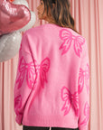 Bow Pattern Drop Sleeve Loose Sweater