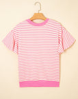 Stripe Contrast Trim Ruffle Sleeve Top