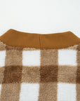 Checker Sherpa Button-Up Pocketed Cardigan
