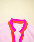 Stripe V-Neck Puff Sleeve Blouse