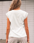 Ivy Lace Patchwork Cap Sleeve Round Neck Top