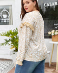 Plus Size Leopard Ruffle Long Sleeve Sweatshirt