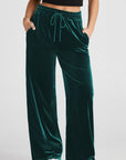 Solid Drawstring Waist Wide Leg Pants