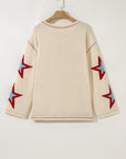 USA Patchwork Exposed Seam Long Sleeve Top
