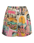 Baha Ranch Retro Pop Western Vintage Drawstring Shorts
