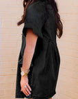 Denim Frilled Short Sleeve Dress