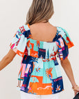 Payton Tropical Flutter Sleeve Babydoll Blouse