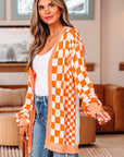 Wrenley Checkered Open Front Drop Shoulder Cardigan