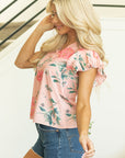 Kori Frilled V Neck Pleated Sleeve Blouse