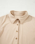 Solid Corduroy Half-Button Collared Mini Dress