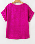 Metallic Shimmer Cuffed Sleeve Top