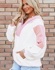 Eliza Patchwork Half Zip Oversized Sherpa Hoodie