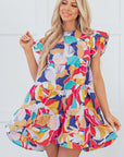 Skye Ruffled Flutter Sleeve Tiered Mini Dress