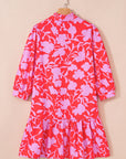 Floral Ruffle 3/4 Sleeve Mini Dress