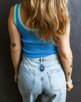 Colorblock Edge Ribbed Tank Top