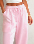 Solid Drawstring Waist Jogger Pants