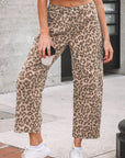 Leopard High Waist Straight Jeans
