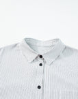 Stripe Roll-Tab Sleeve Pocketed Shirt