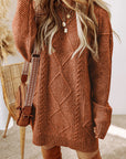 Cable Knit Drop Shoulder Sweater Dress