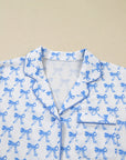 Bow Shirt and Pants Pajama Set