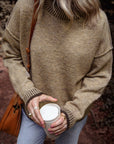 River Contrast Trim Mock Neck Sweater