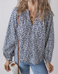 Floral V-Neck Puff Sleeve Blouse