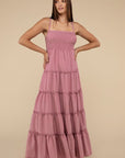 Woven Smocked Top Tiered Cami Maxi Dress
