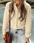 Evie Pearl Buttons Popcorn Textured Sweater Cardigan