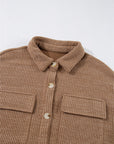 Solid Corduroy Button-Up Long Sleeve Jacket