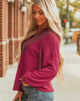 River Waffle Hooded Long Sleeve Top