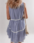 Macie Sleeveless Notched V Neck Ric Rac Dress