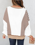Stripe Colorblock Patchwork Contrast Stitch Sweatshirt