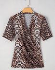 Leopard Wrap V-Neck Top