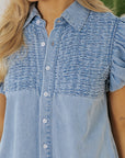 Vanessa Flutter Sleeve Button Up Denim Dress