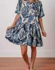 Boho Floral Buttoned Mini Dress