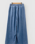 Stripe Chambray Tied Elastic Waist Trousers
