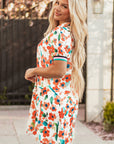 Rayne Floral Split Neck Puff Short Sleeve Tiered Dress
