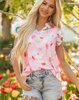 Quincy Floral Patchwork Flutter Sleeve Blouse