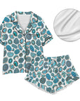 Turquoise Crazy Satin Ruffle Western Pajama Set
