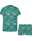 All Turquoise Women's Top and Shorts Pajama Set
