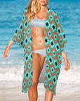 Turquoise Aztec Duster Kimono Coverup